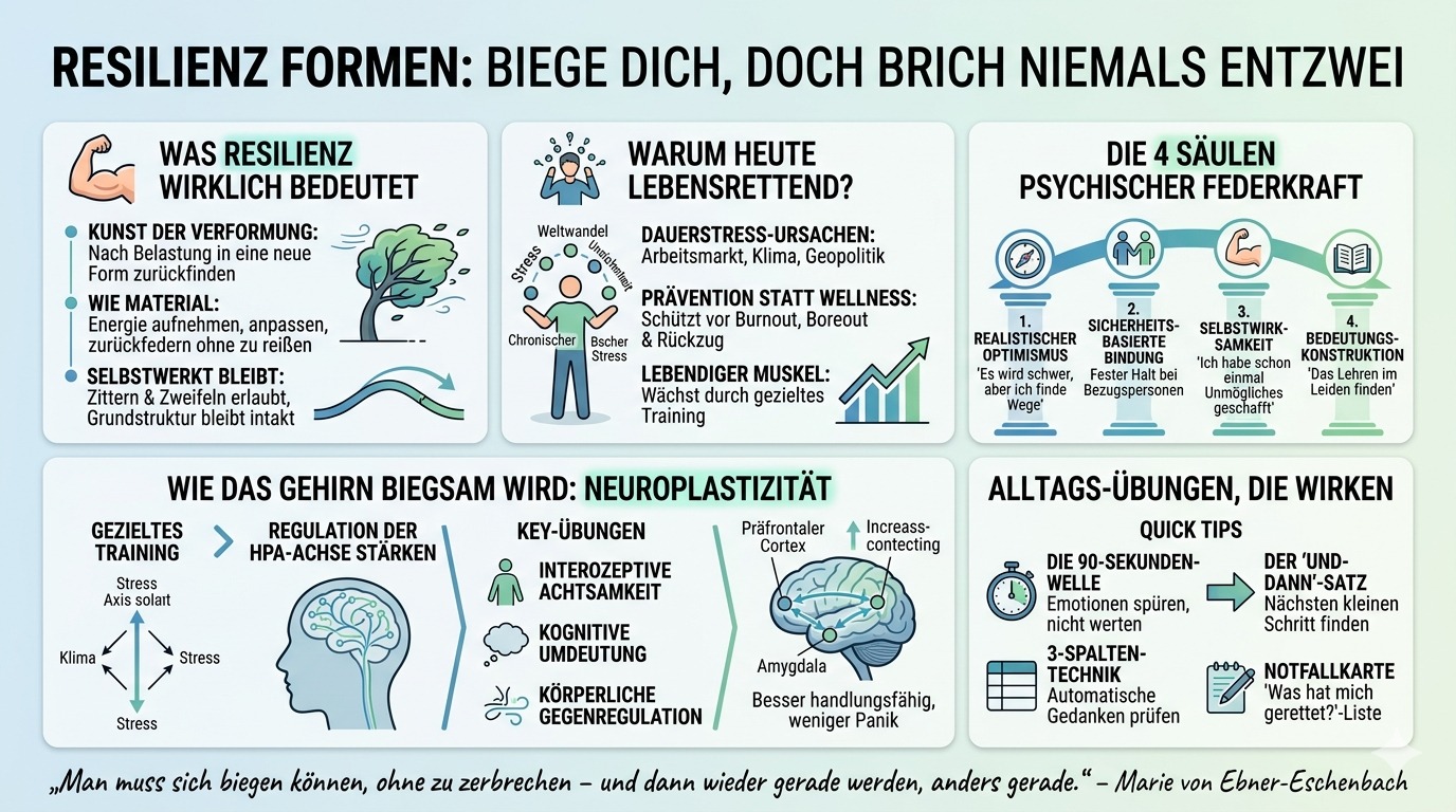 Infografik Resilienz formen Biege dich, doch brich niemals entzwei Infografik Resilienz formen Biege dich, doch brich niemals entzwei