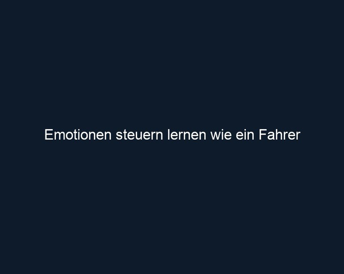 Emotionen steuern lernen wie ein Fahrer