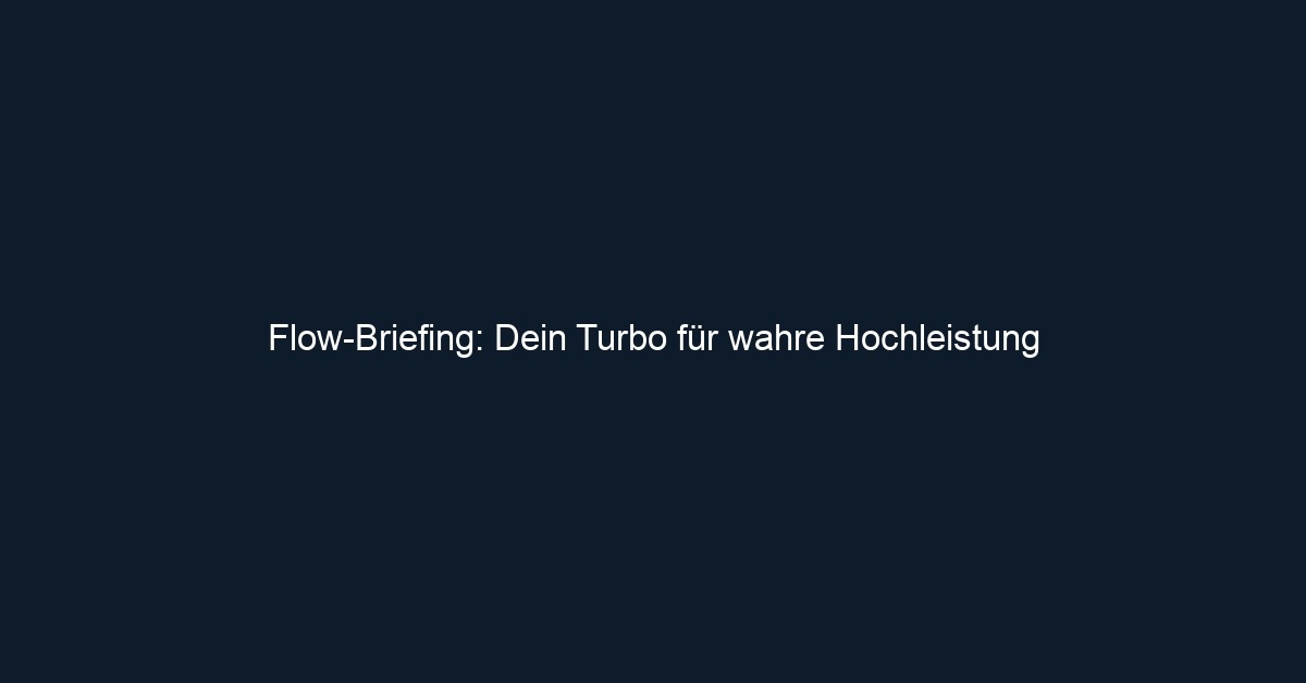 Flow Briefing: Dein Turbo für wahre Hochleistung 