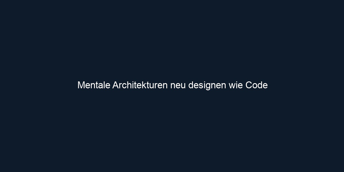 Mentale Architekturen neu designen wie Code