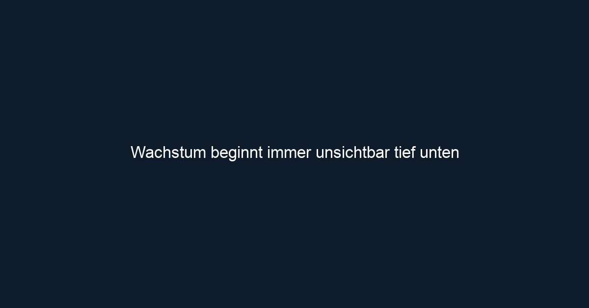Wachstum beginnt immer unsichtbar tief unten