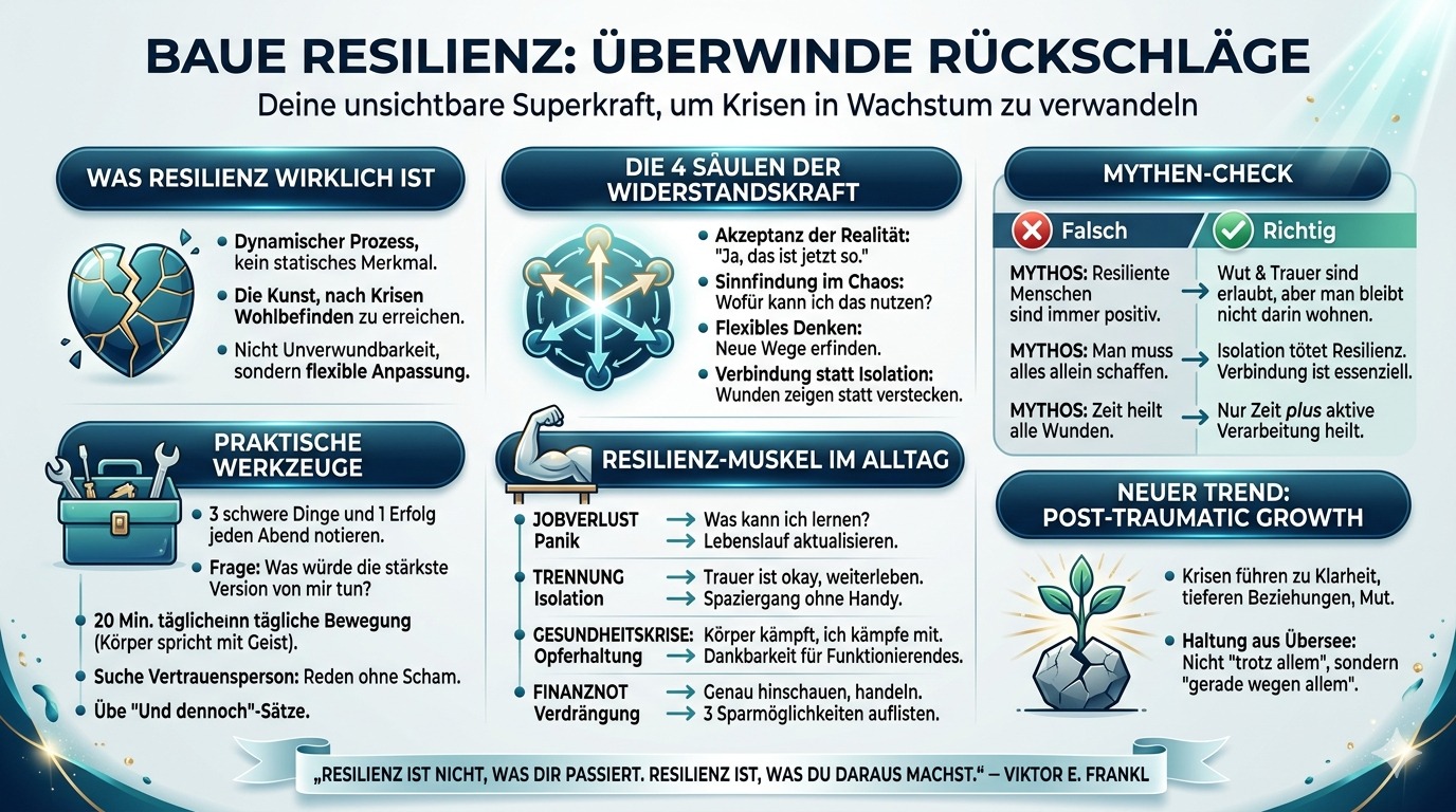Infografik Baue Resilienz Überwinde Rückschläge