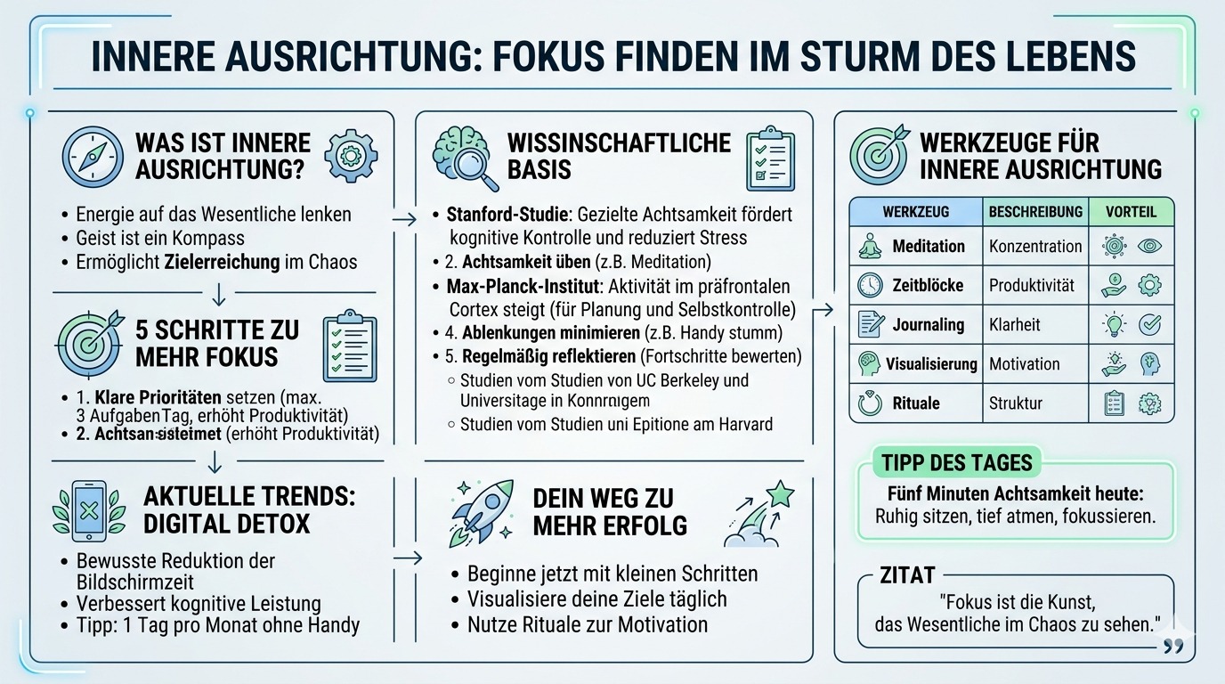 Infografik Bleib fokussiert, trotz aller Stürme
