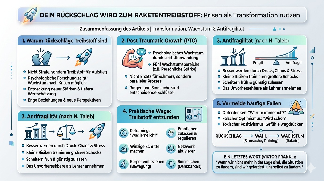 Infografik Dein Rückschlag wird zum Raketentreibstoff Infografik Dein Rückschlag wird zum Raketentreibstoff