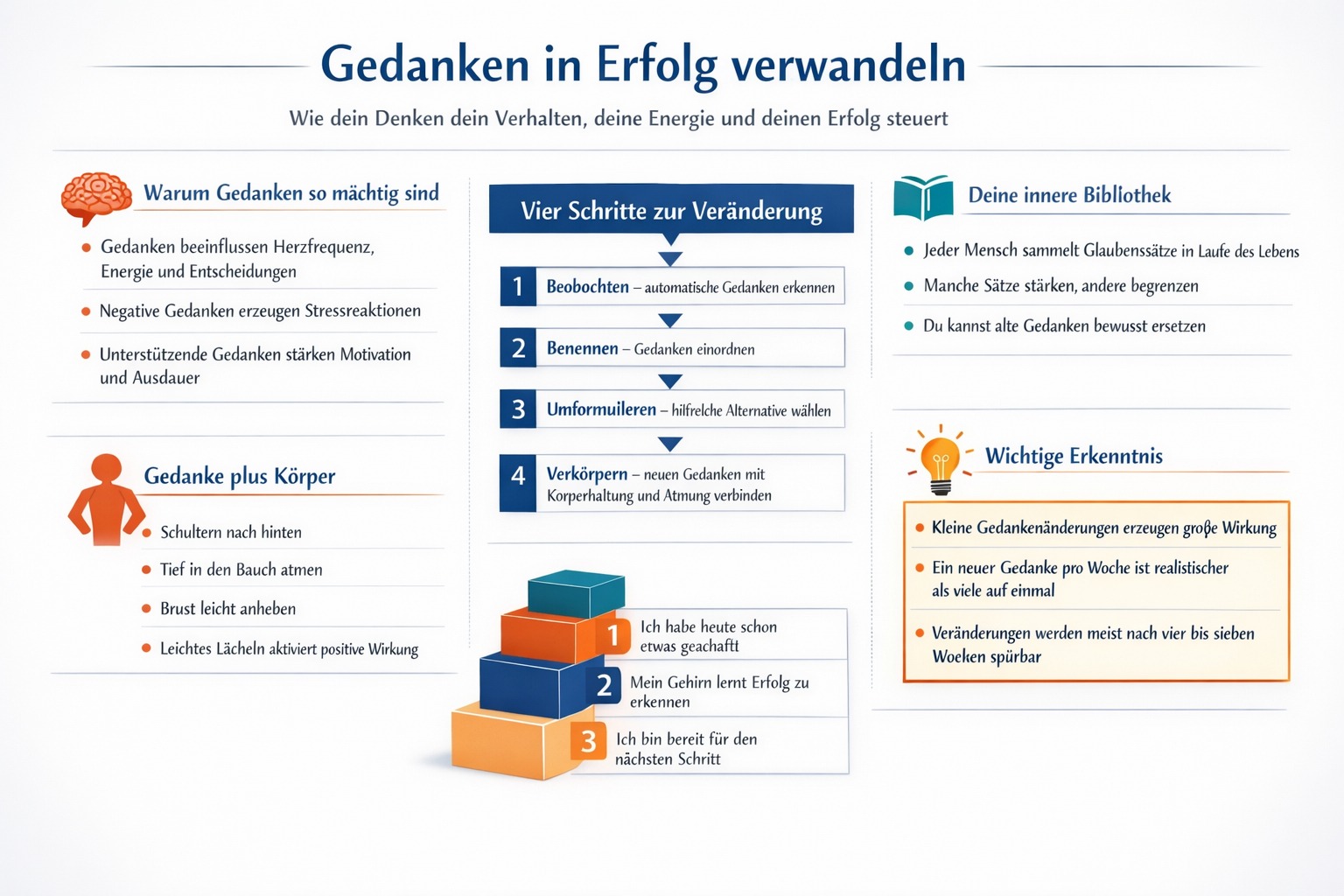 Infografik Deine Gedanken in Erfolg verwandeln