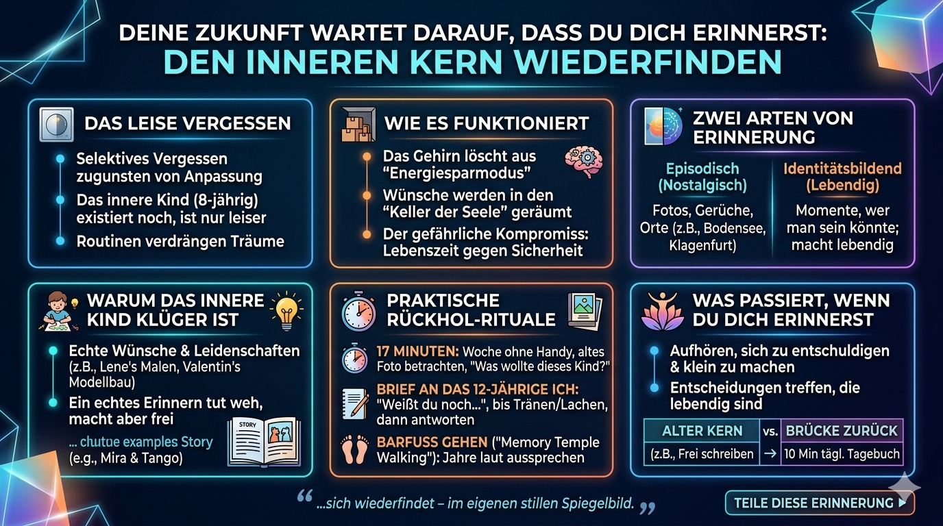 Infografik Deine Zukunft wartet darauf, dass du dich erinnerst.