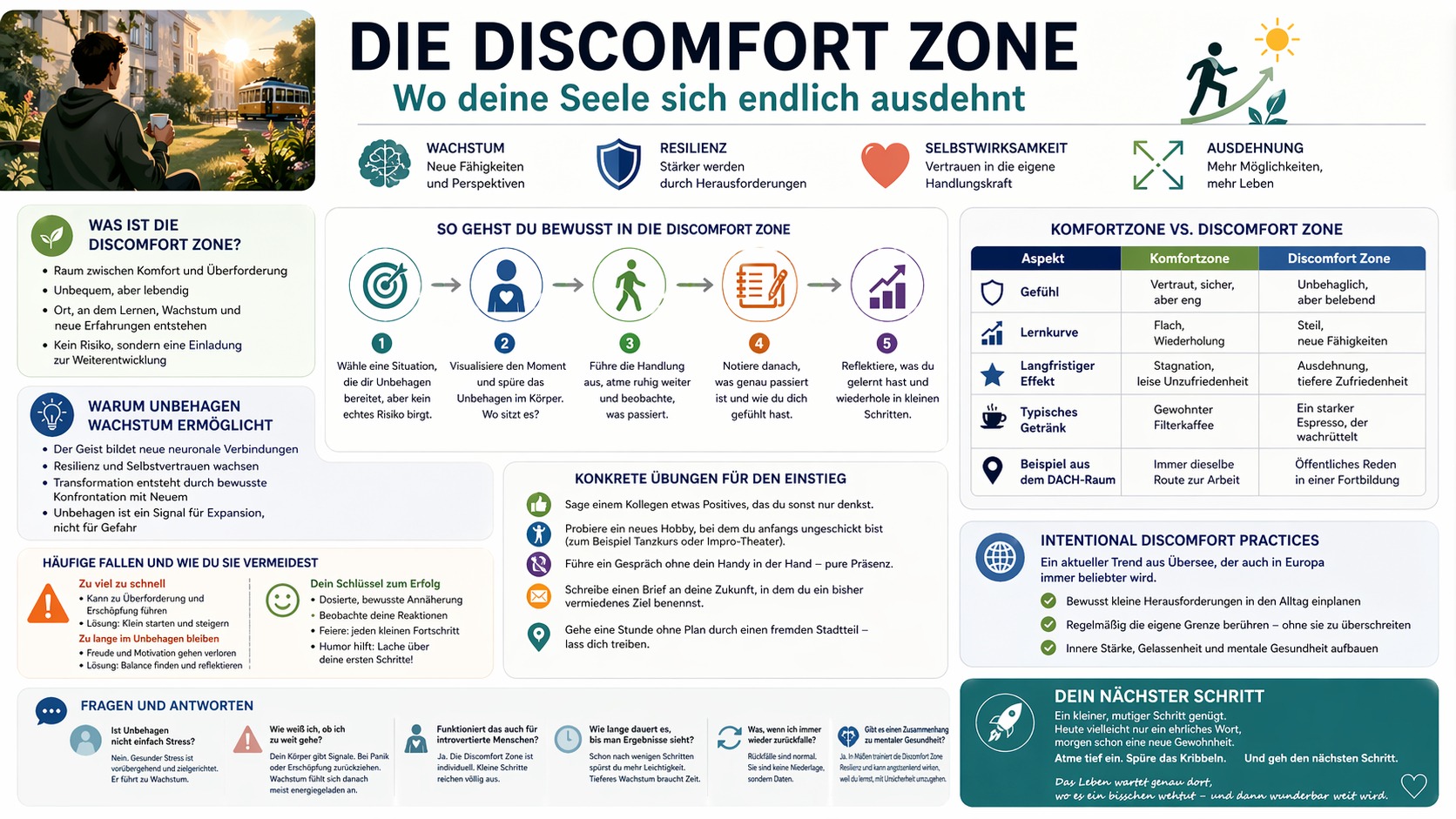 Infografik Die Discomfort Zone Wo deine Seele sich endlich ausdehnt 