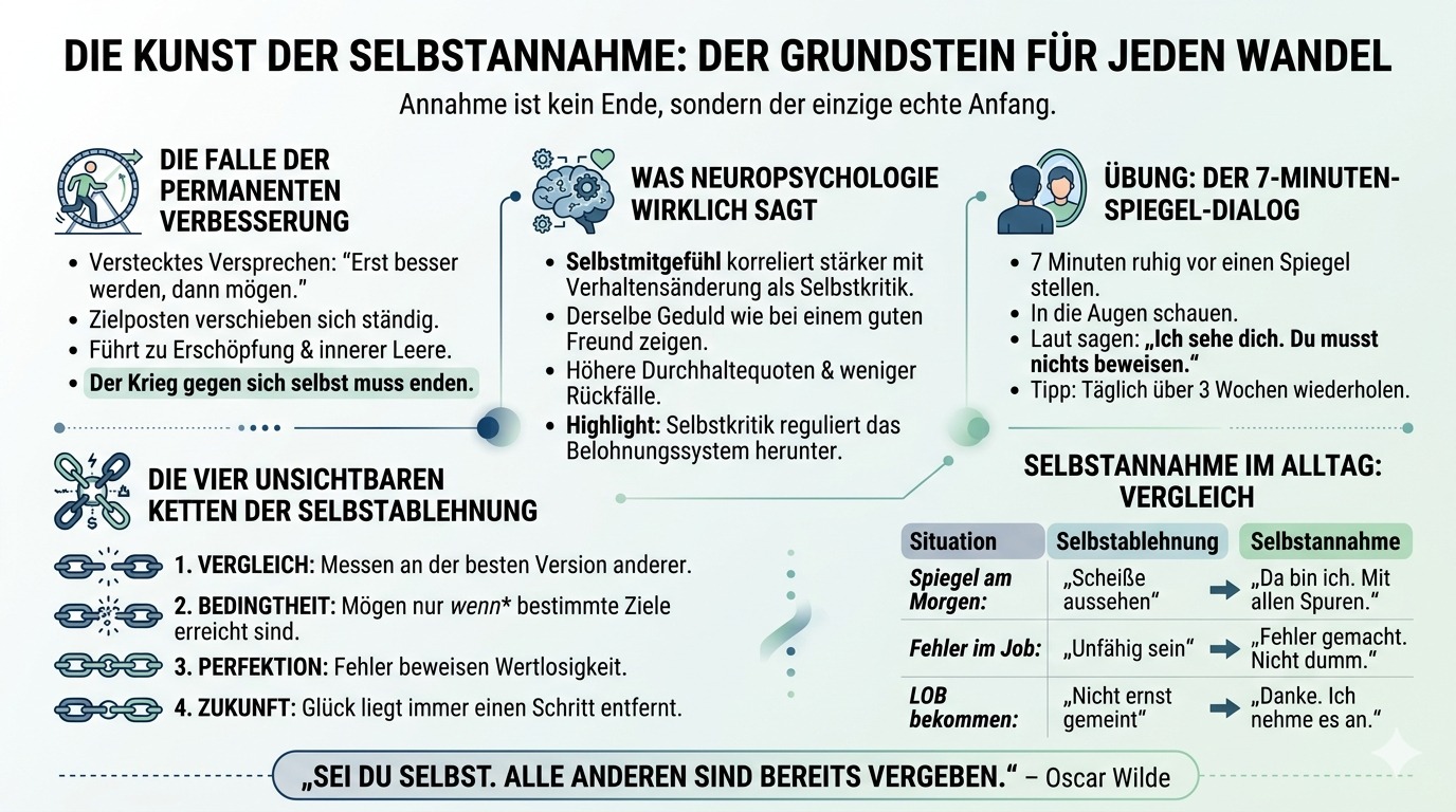 Infografik Die Kunst der Selbstannahme vor jedem Wandel