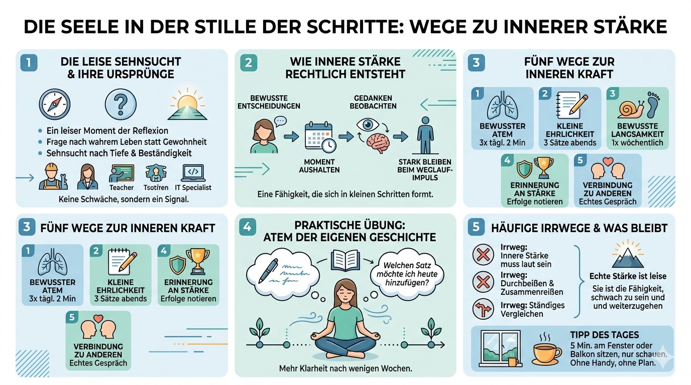 Infografik Die Seele in der Stille der Schritte.
