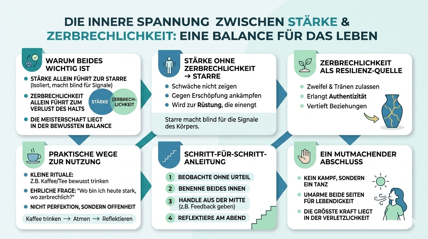 Infografik Die innere Spannung zwischen Stärke und Zerbrechlichkeit