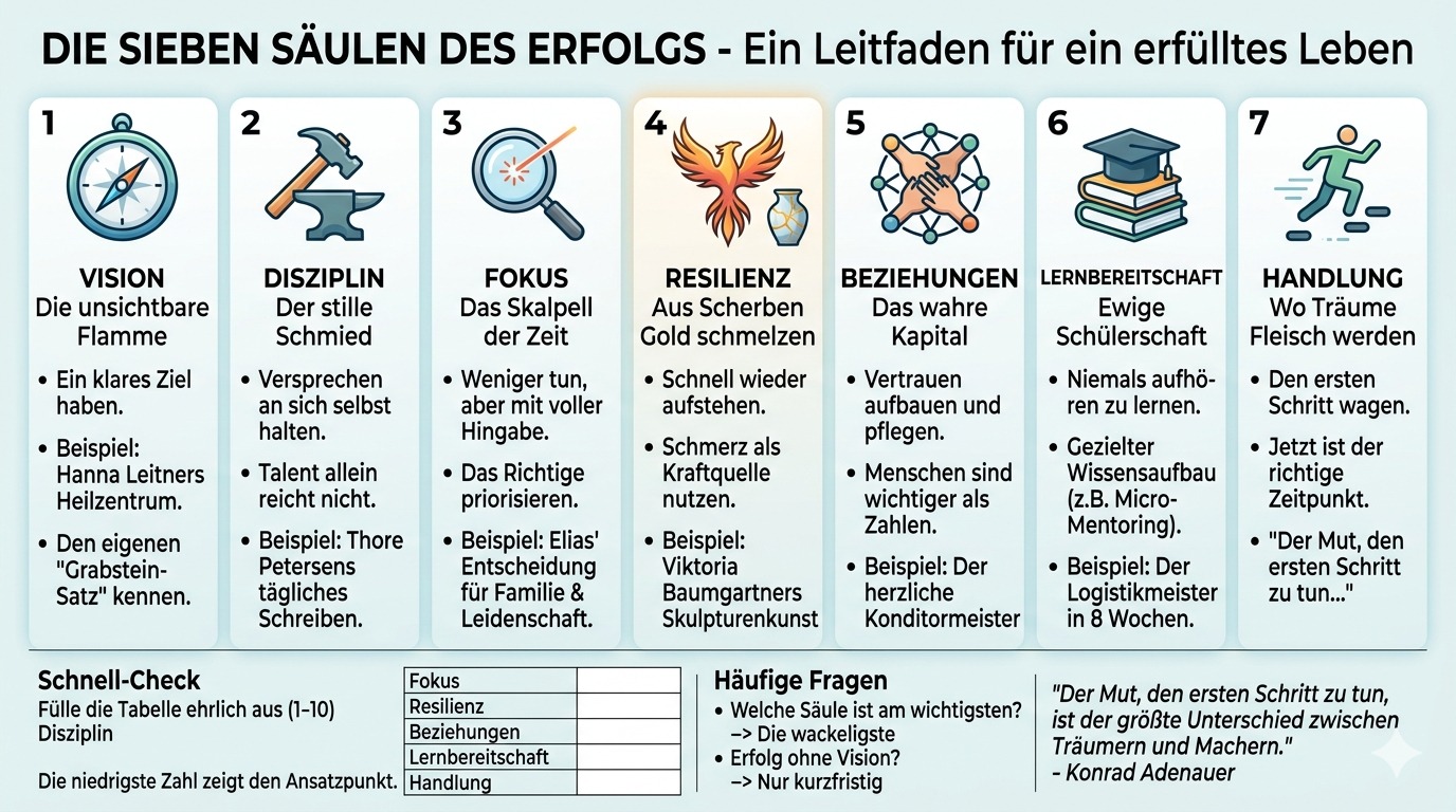Infografik Die sieben Säulen des Erfolgs