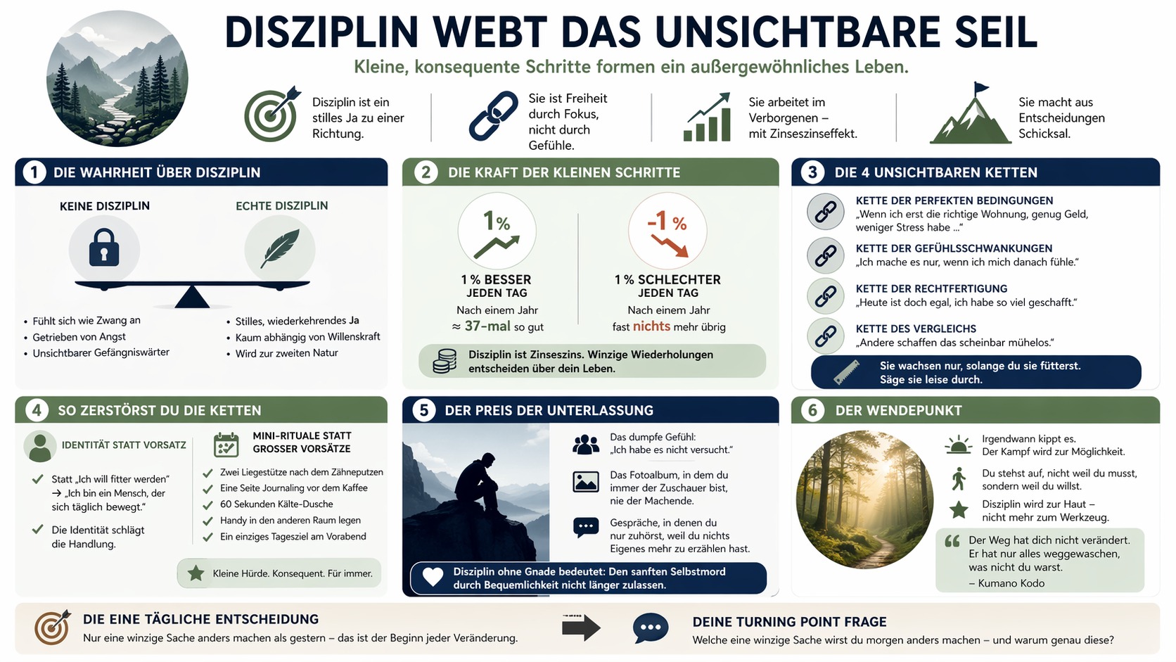 Infografik Disziplin webt das unsichtbare Seil