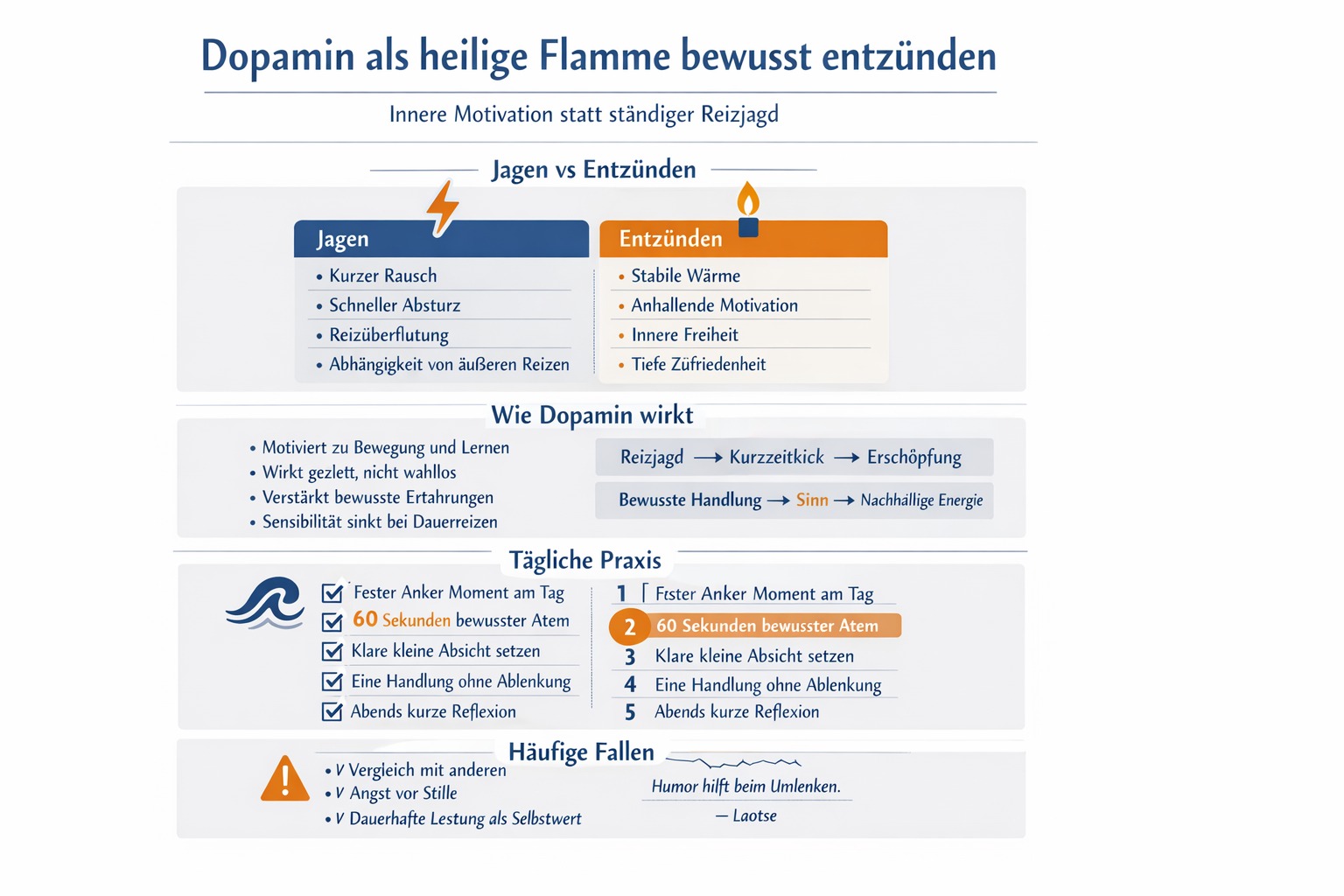 Infografik Dopamin als heilige Flamme entzünden bewusst