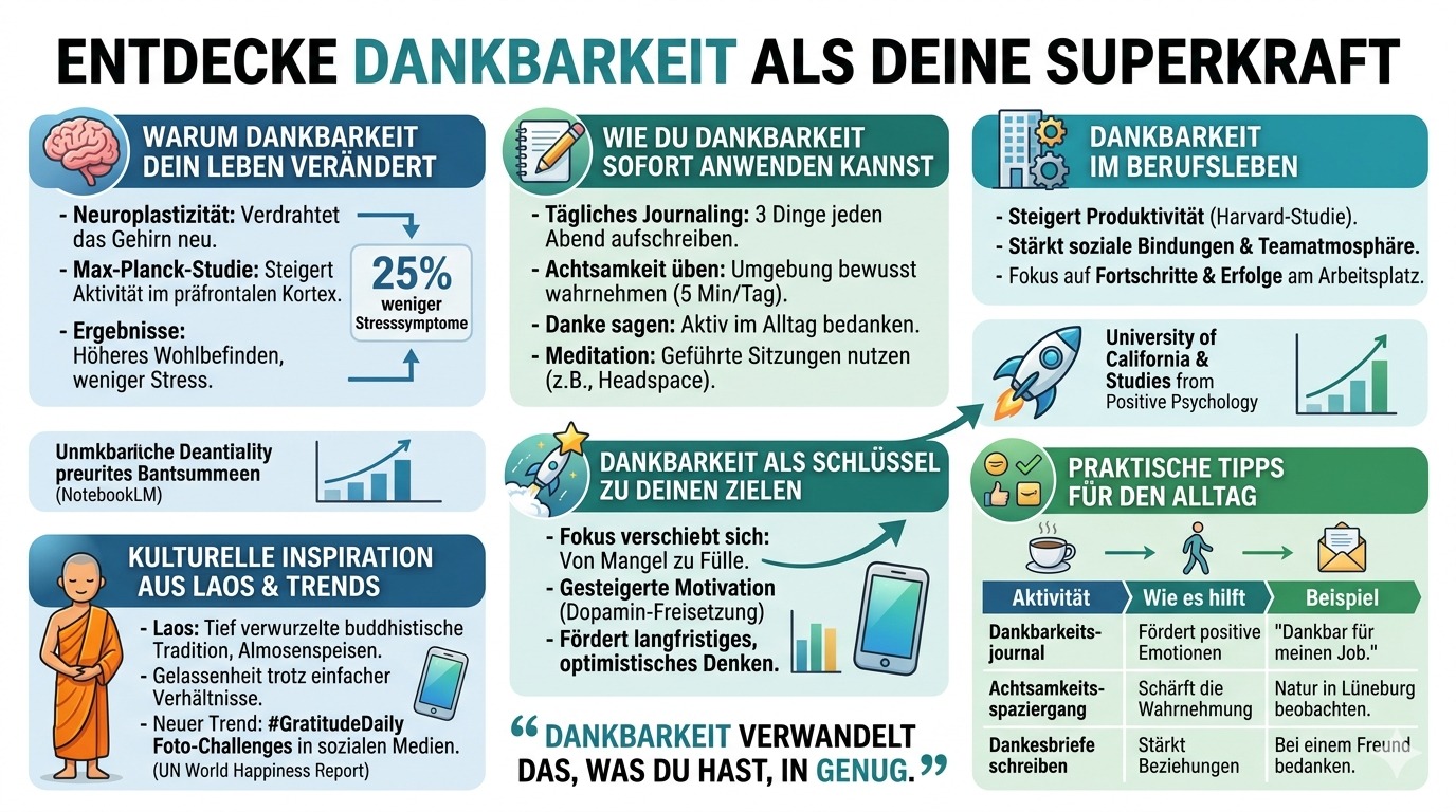 Infografik Entdecke Dankbarkeit als deine Superkraft