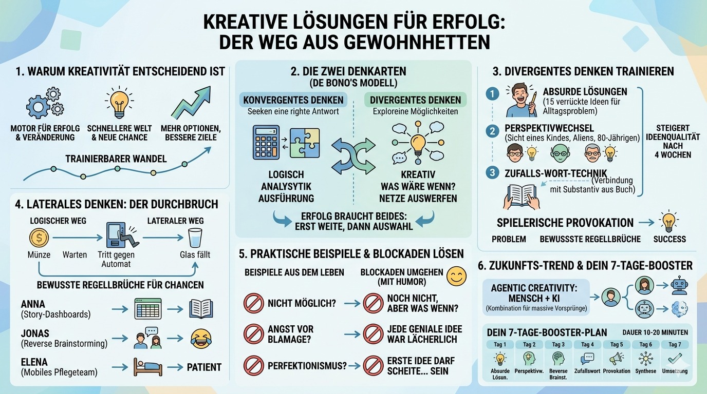 Infografik Entdecke kreative Lösungen für Erfolg
