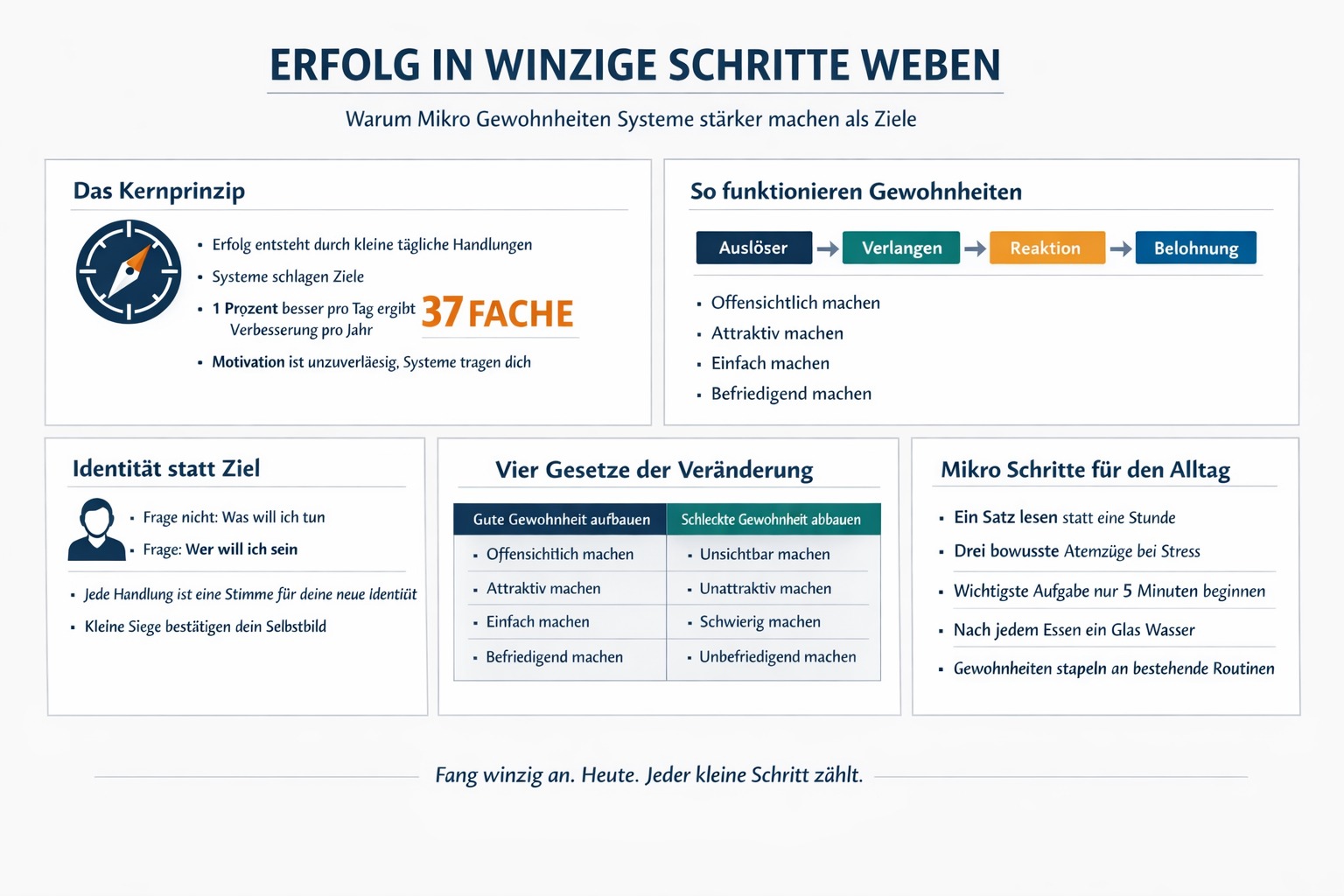Infografik Erfolg in winzige Schritte weben