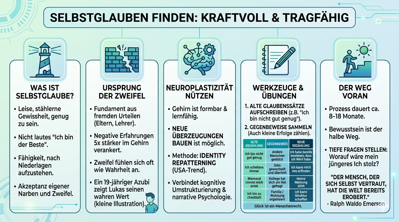 Infografik Finde die Kraft, an dich selbst zu glauben.