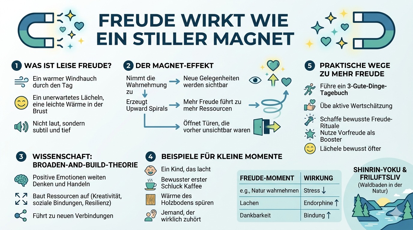 Infografik Freude wirkt wie ein stiller Magnet Infografik Freude wirkt wie ein stiller Magnet