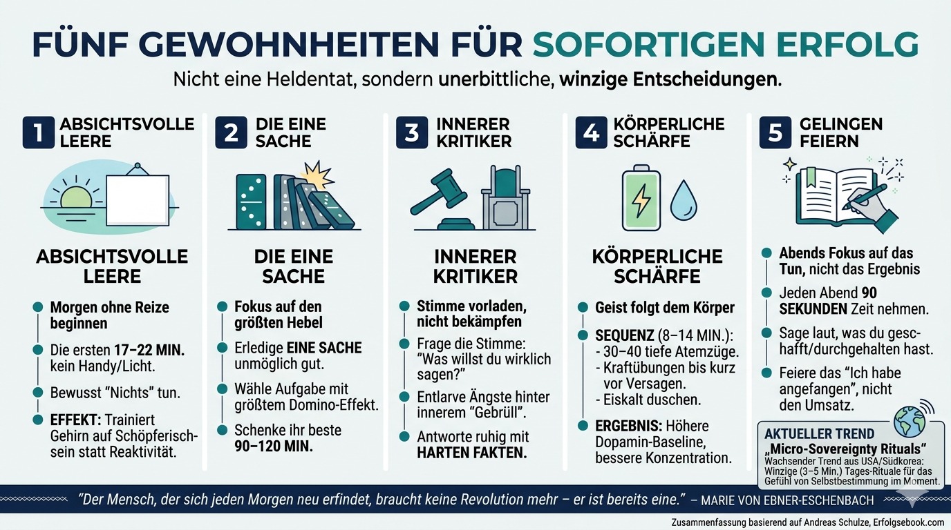 Infografik Fünf Gewohnheiten für sofortigen Erfolg