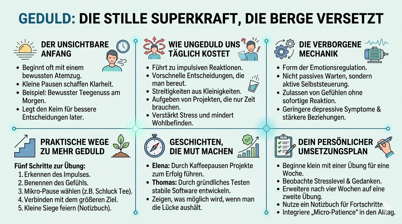 Infografik Geduld die stille Superkraft die Berge versetzt