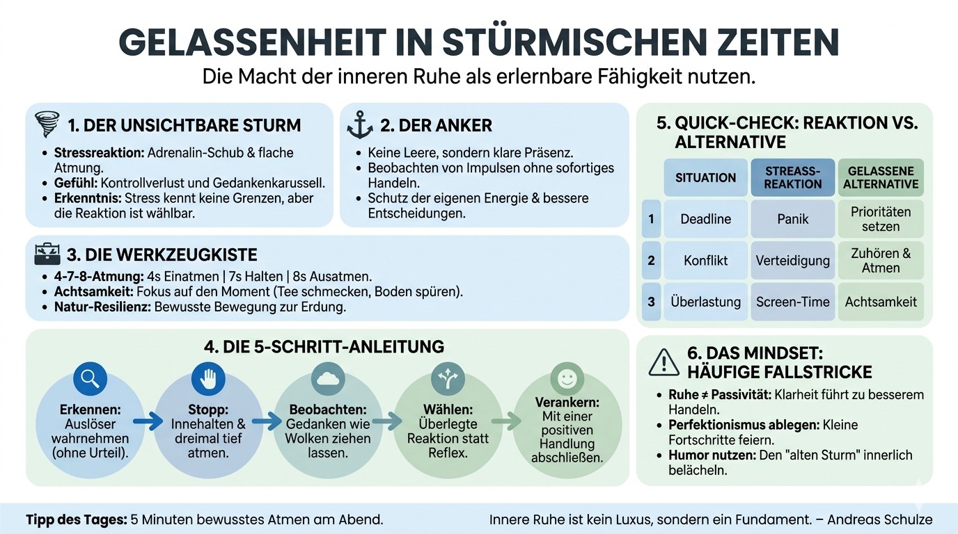 Infografik Gelassenheit in stürmischen Zeiten finden 