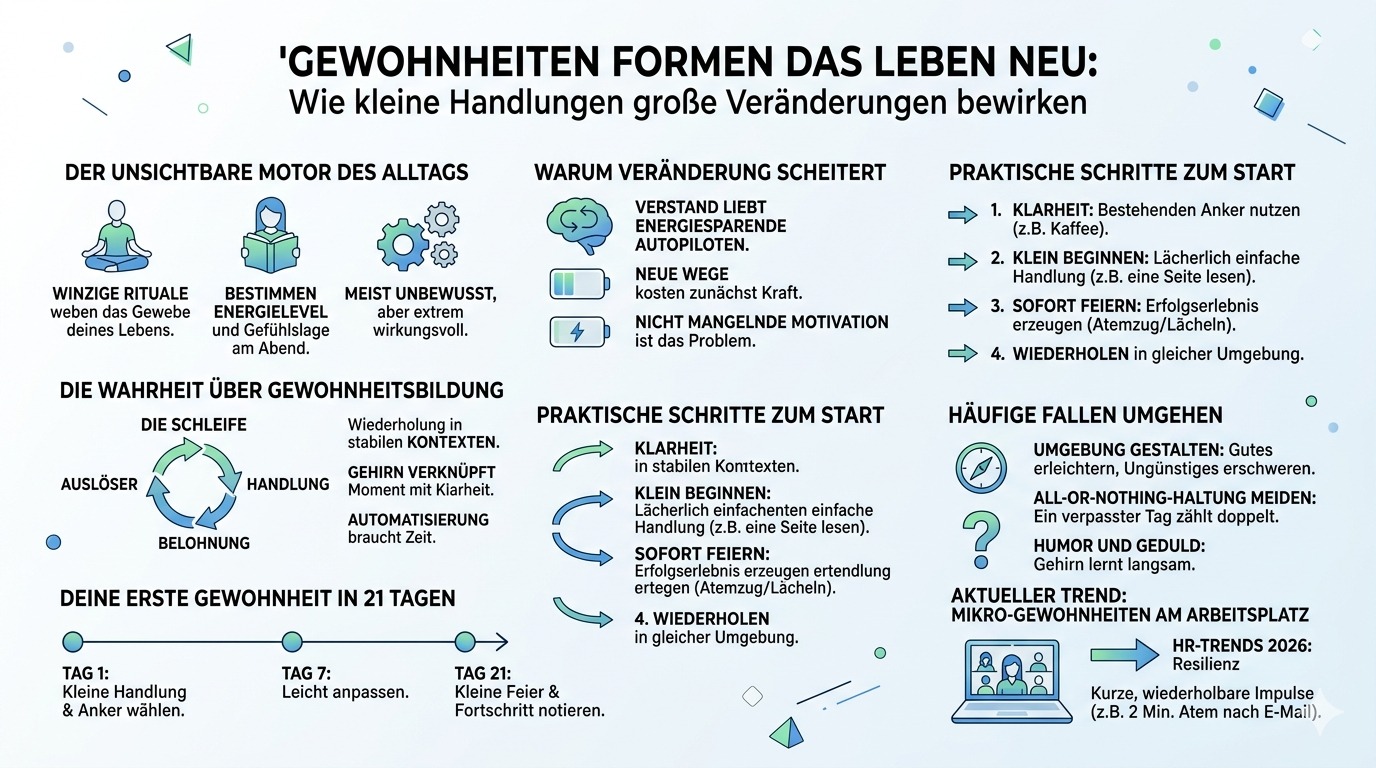 Infografik Gewohnheiten formen das Leben neu 