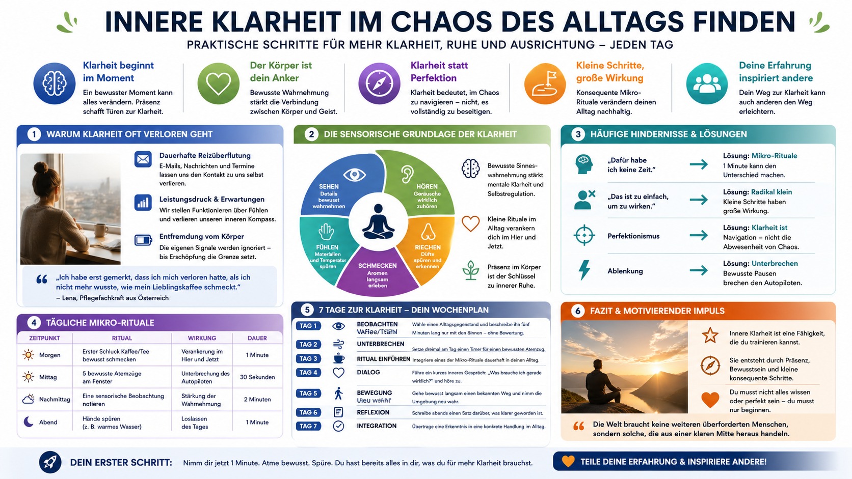 Infografik Innere Klarheit im Chaos des Alltags finden