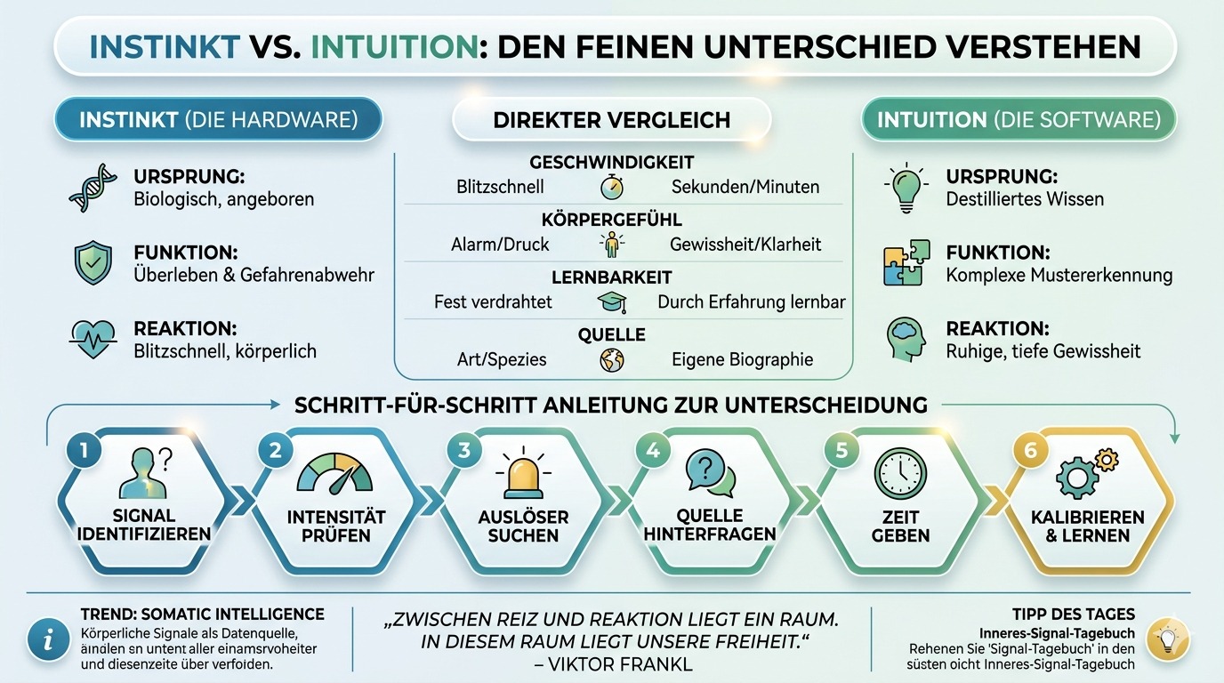 Infografik Instinkt oder Intuition – der feine Unterschied