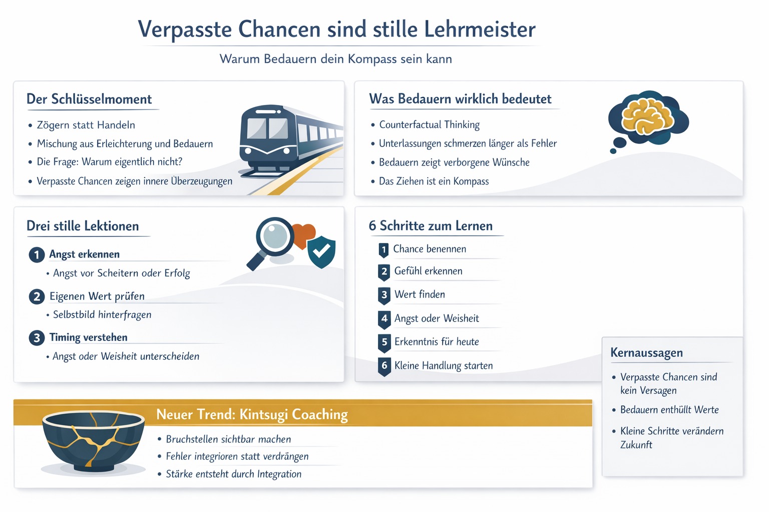 Infografik Jede Chance trägt eine stille Lektion