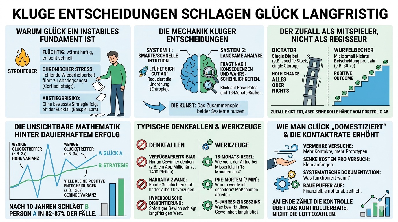 Infografik Kluge Entscheidungen schlagen Glück langfristig