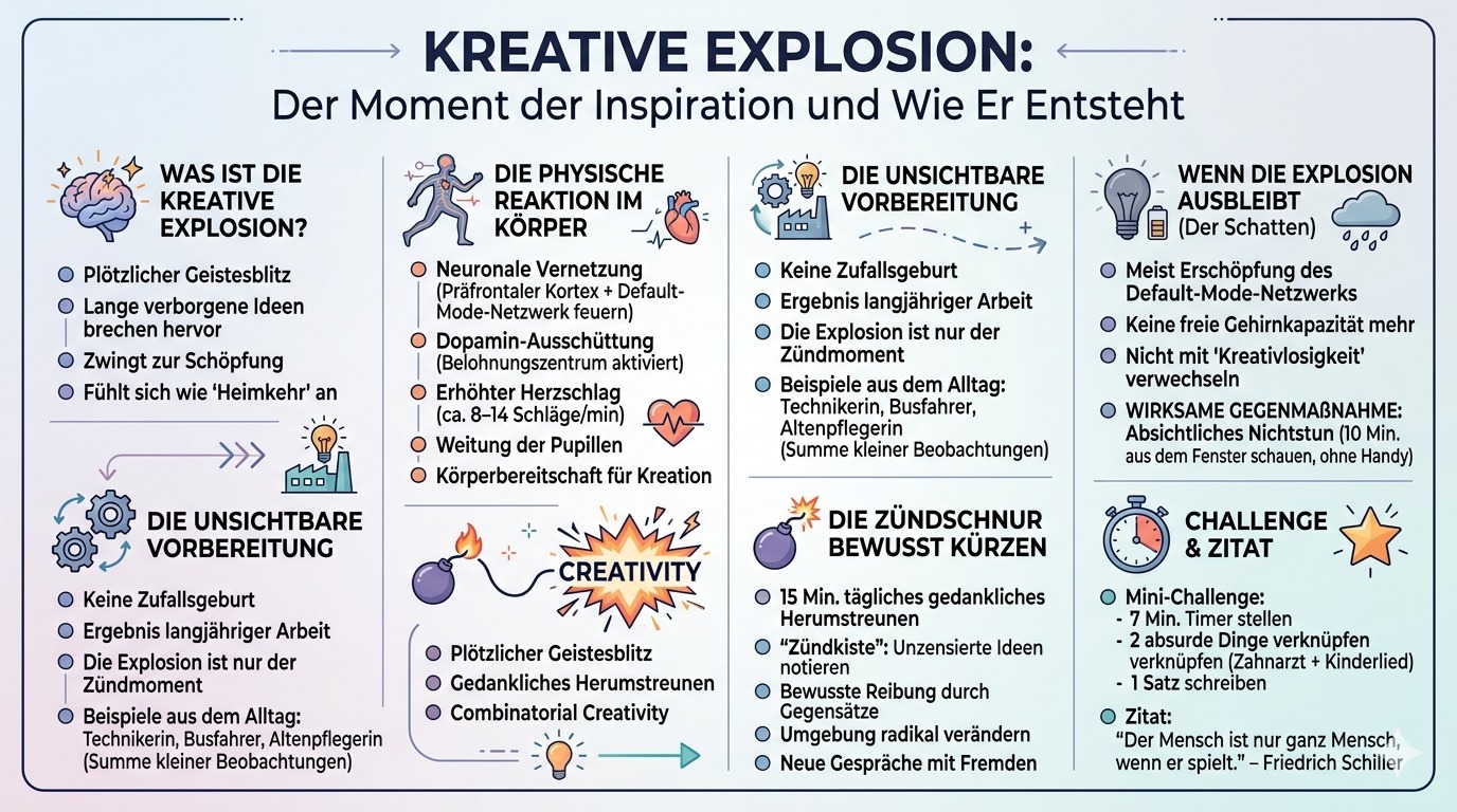 Infografik Kreative Explosion inspiriert Menschen