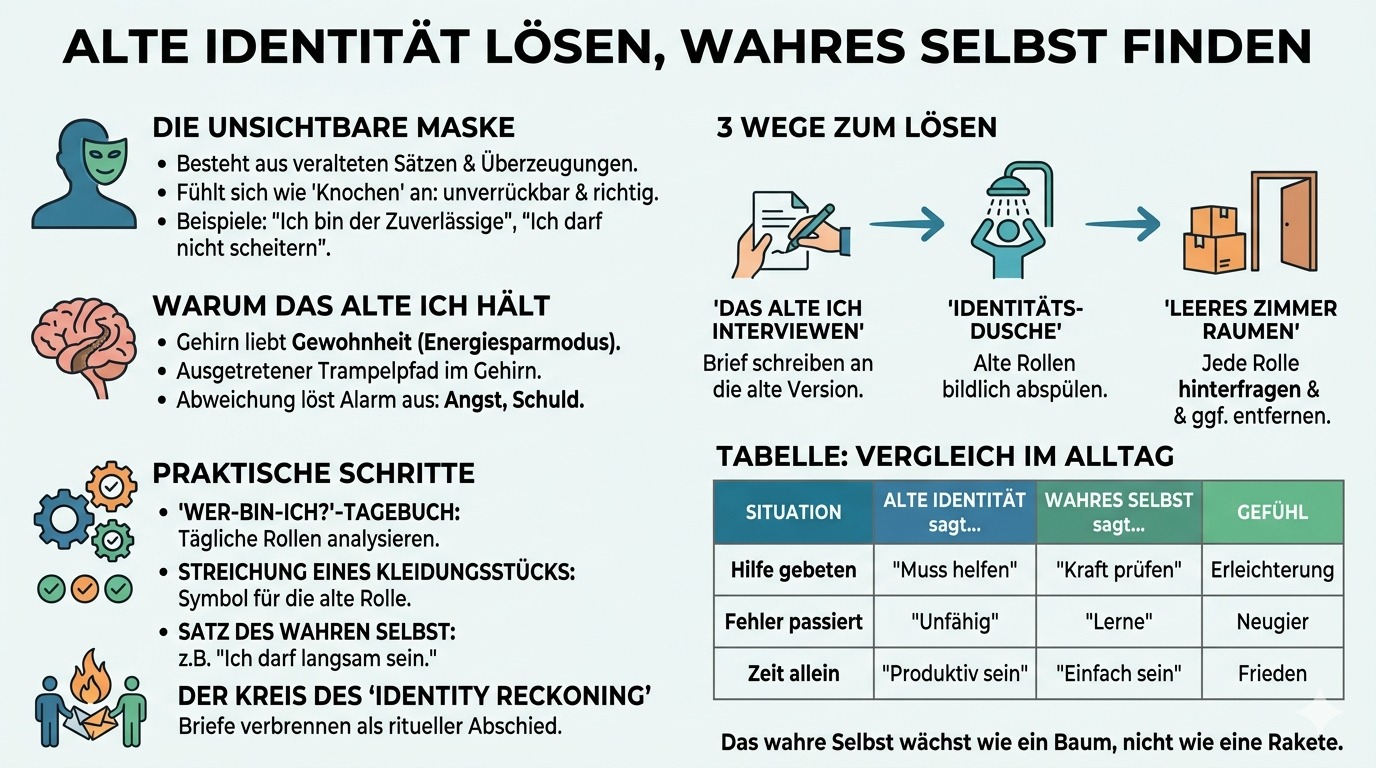 Infografik Löse das alte Ich und finde dein wahres Selbst.