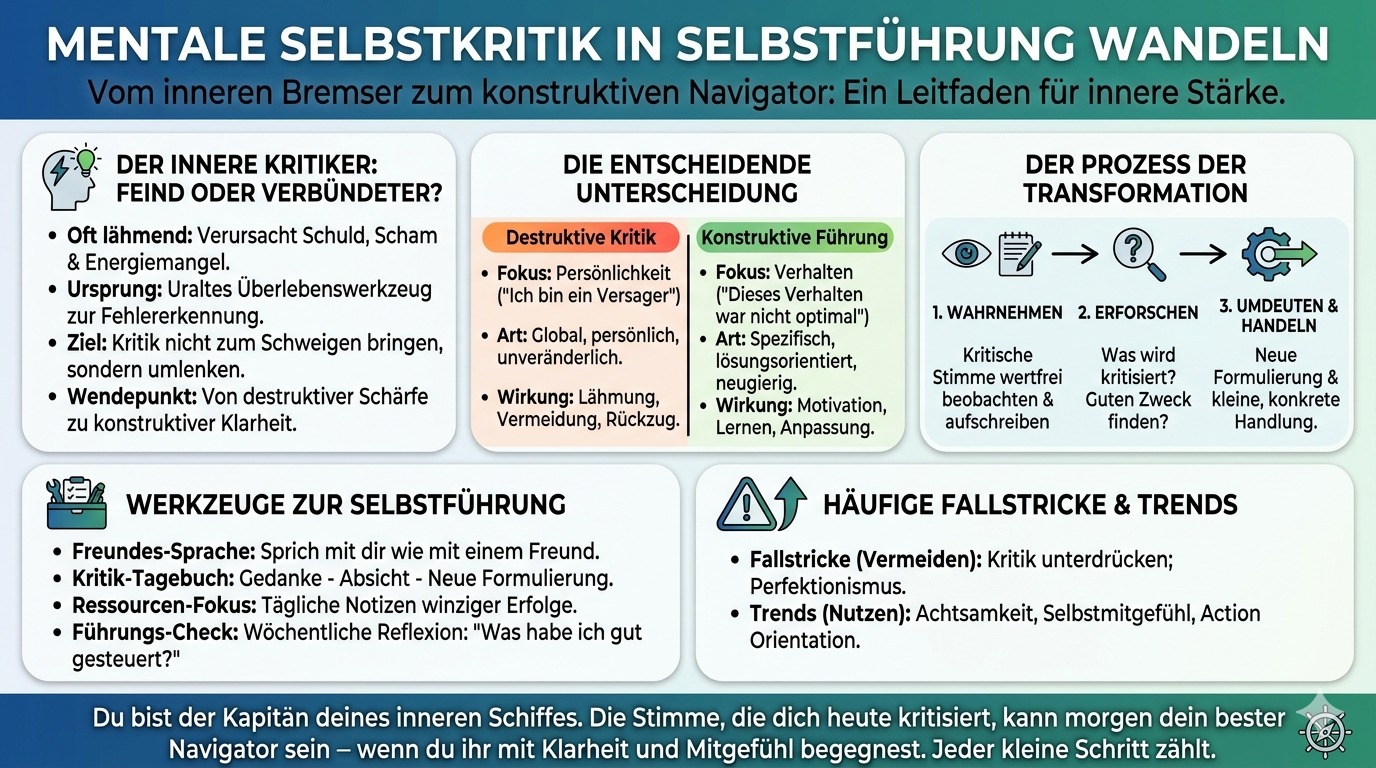 Infografik Mentale Selbstkritik in Selbstführung wandeln 