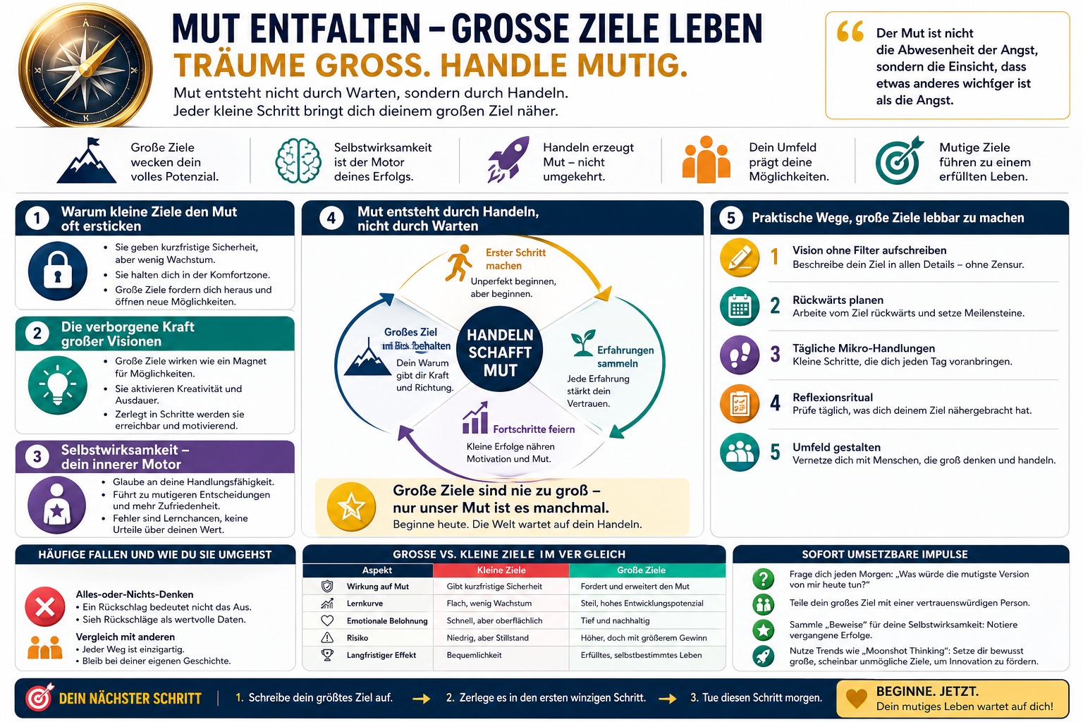 Infografik Mut in kleinen Schritten entfalten