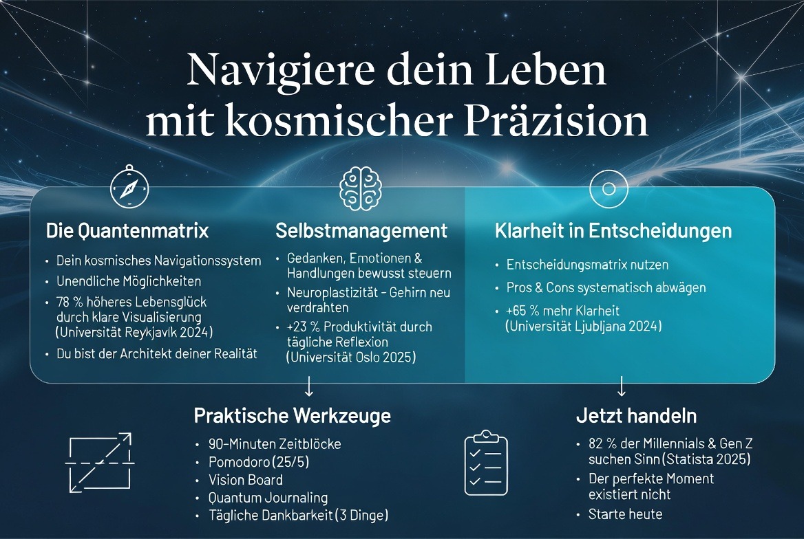 Infografik Navigiere dein Leben mit kosmischer Präzision