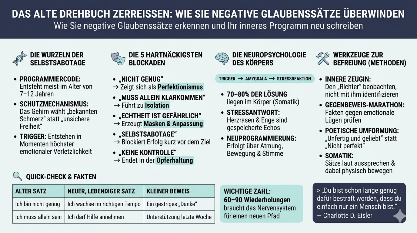 Infografik Negative Glaubenssätze überwinden Infografik Negative Glaubenssätze überwinden