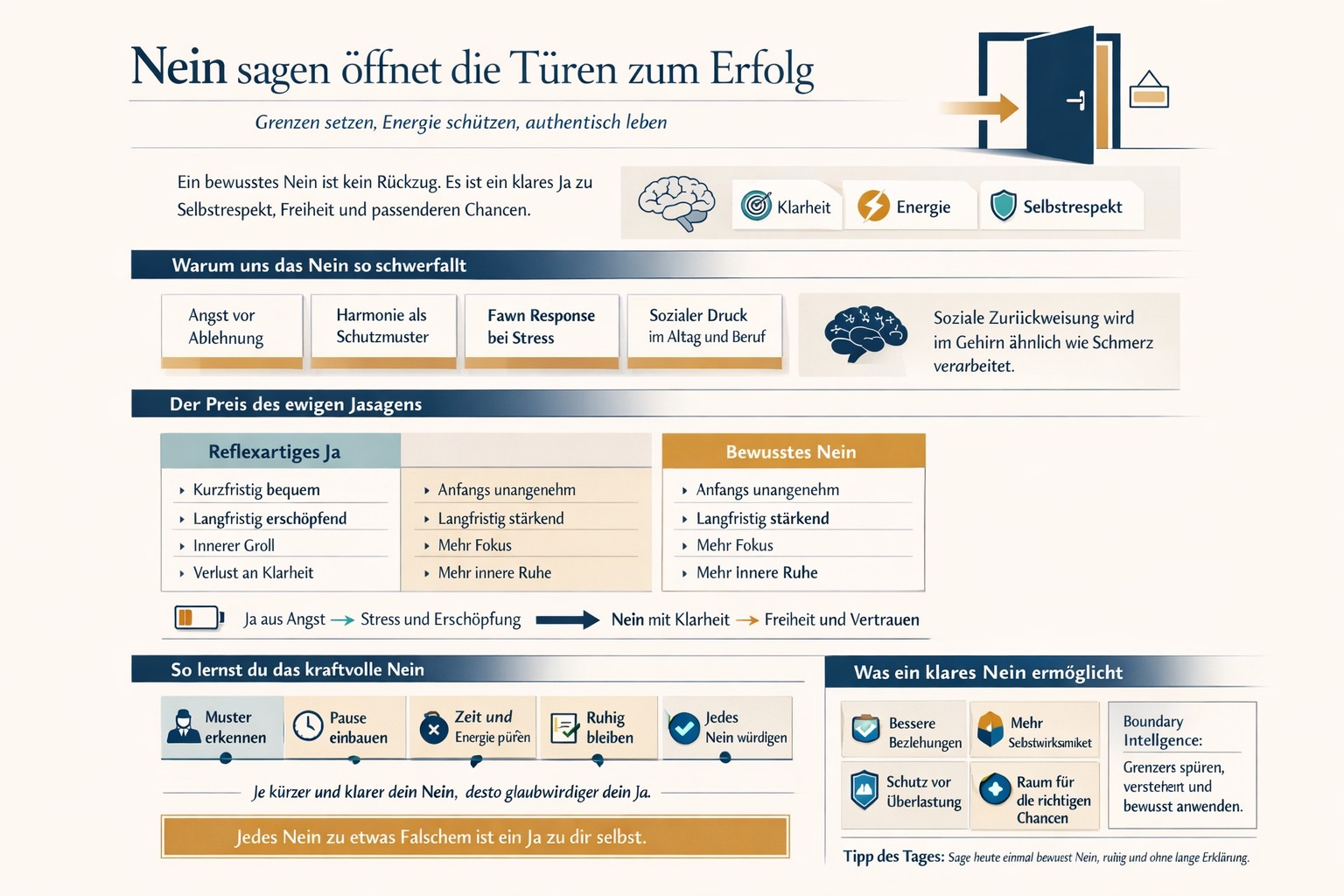 Infografik Nein sagen öffnet die Türen zum Erfolg