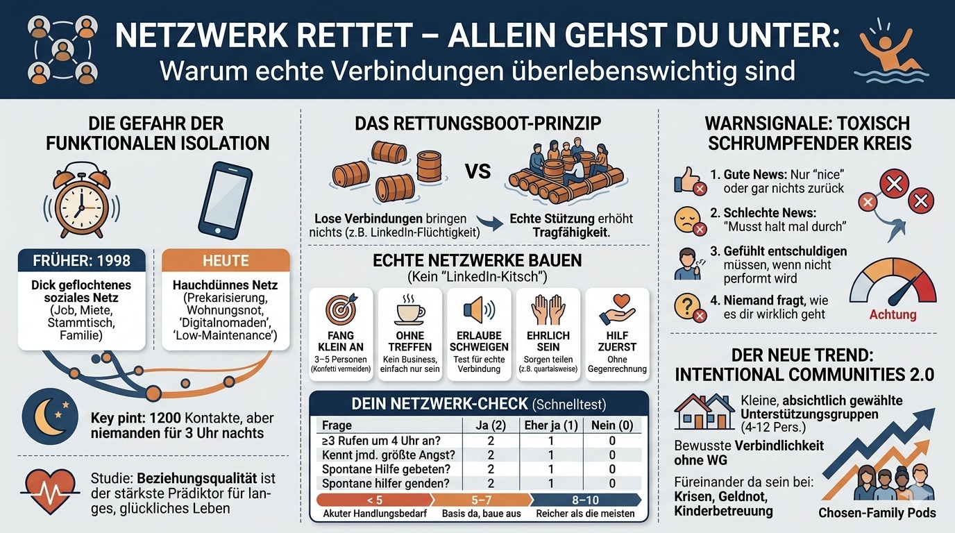 Infografik Netzwerk rettet – allein gehst du unter