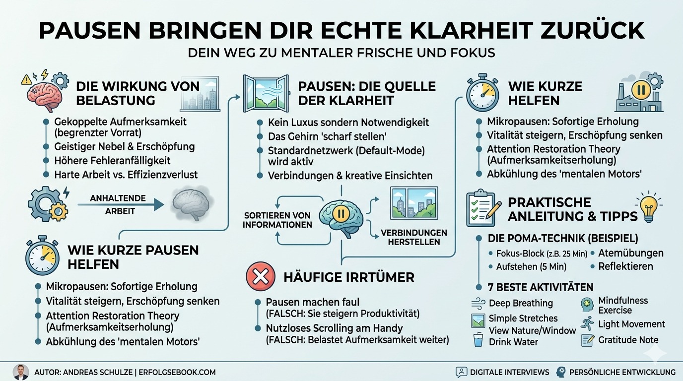 Infografik Pausen bringen dir echte Klarheit zurück.