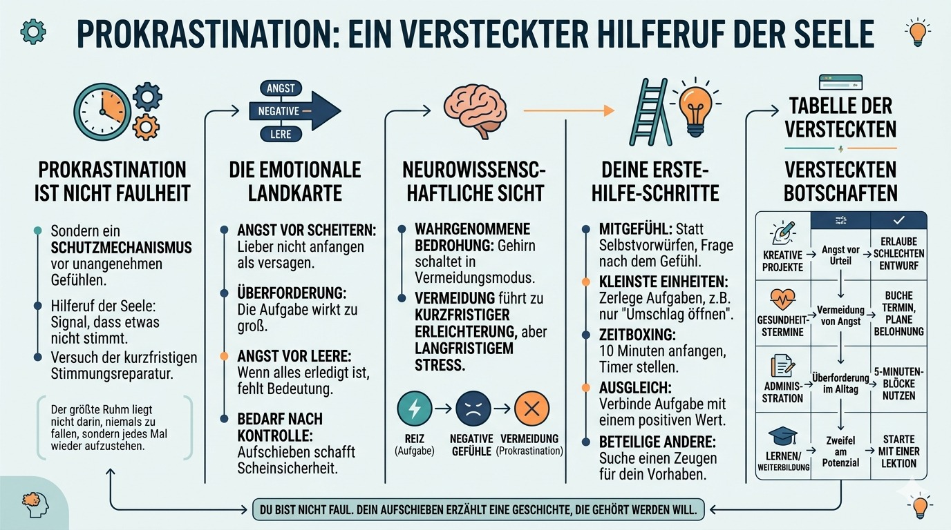 Infografik Prokrastination als versteckter Hilferuf der Seele