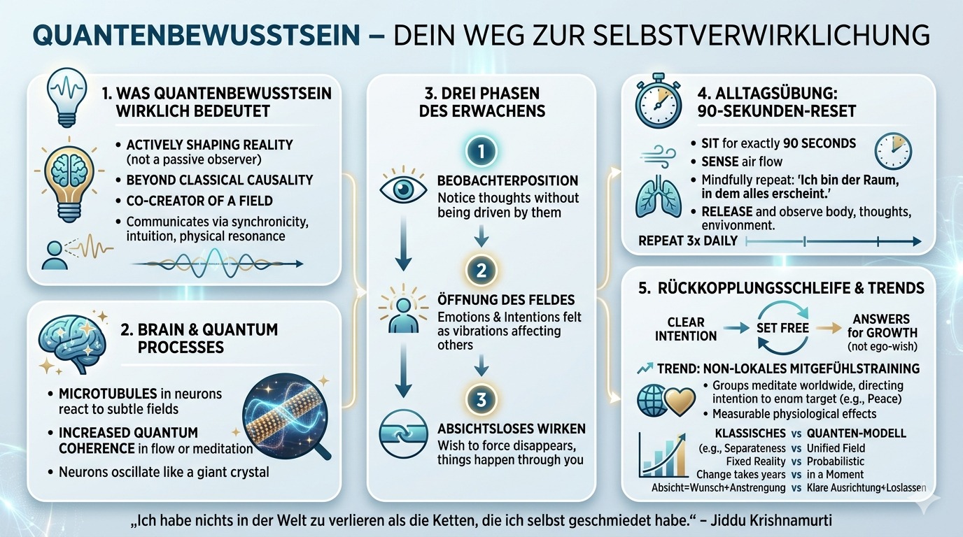Infografik Quantenbewusstsein – dein Weg zur Selbstverwirklichung