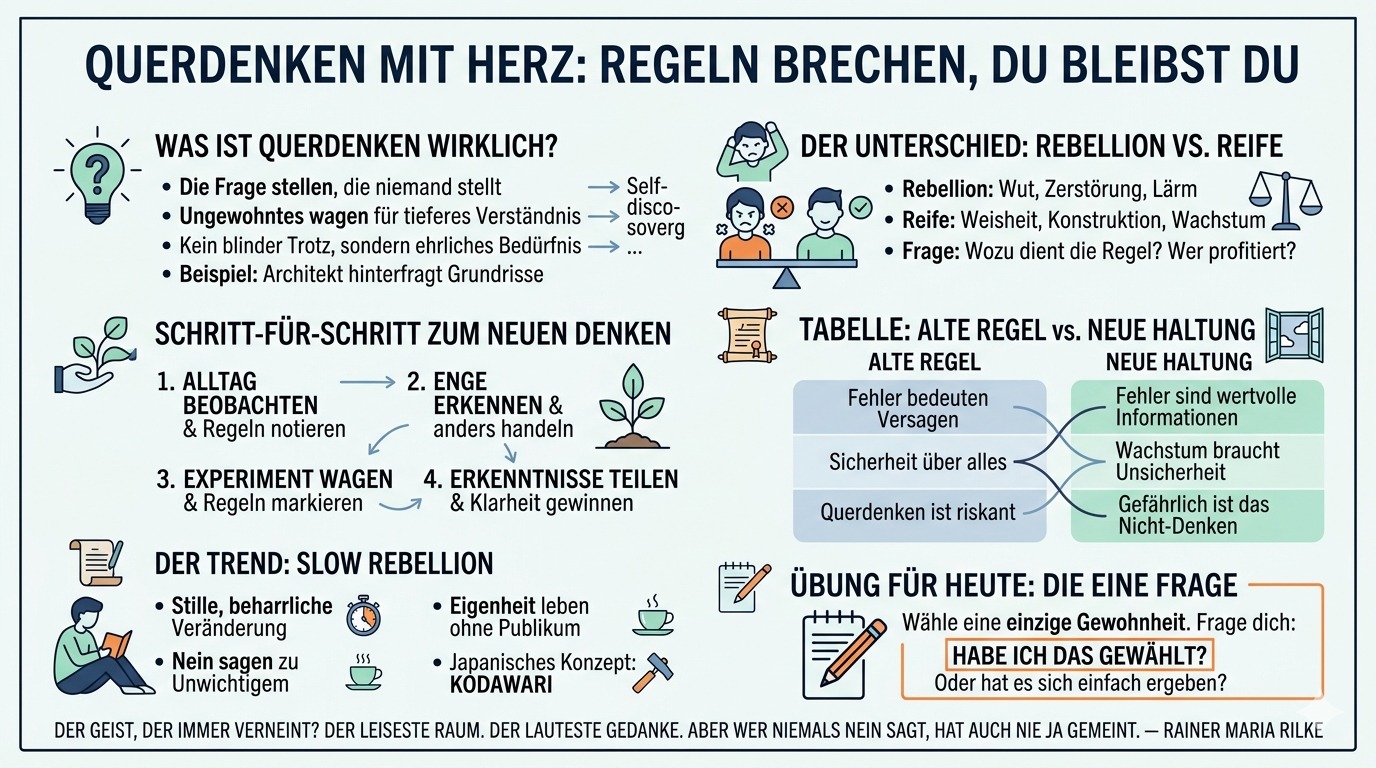Infografik Querdenken Regeln brechen, du bleibst du