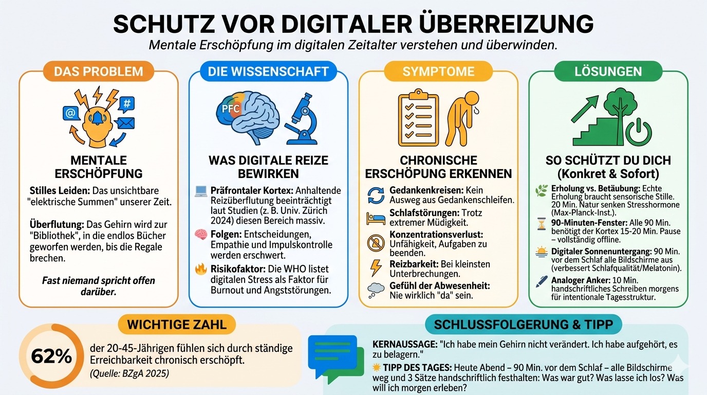 Infografik Schütz dich vor digitaler Überreizung Infografik Schütz dich vor digitaler Überreizung