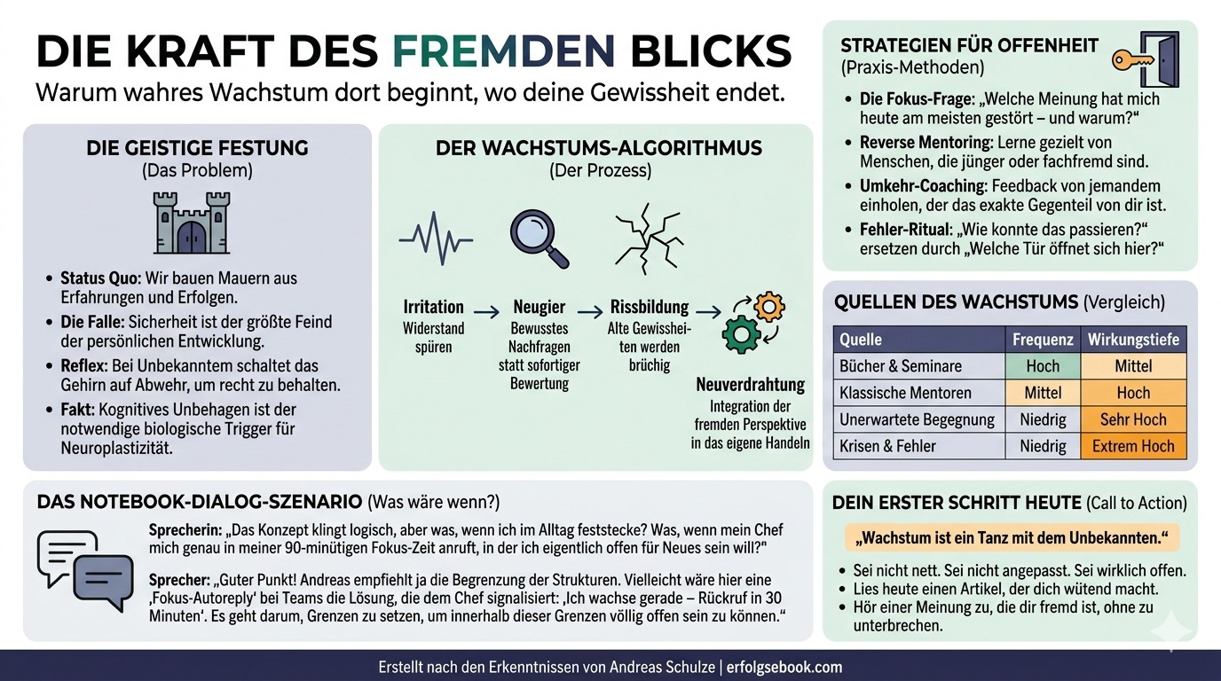 Infografik Sei offen für fremde Blicke – dort wächst du wirklich