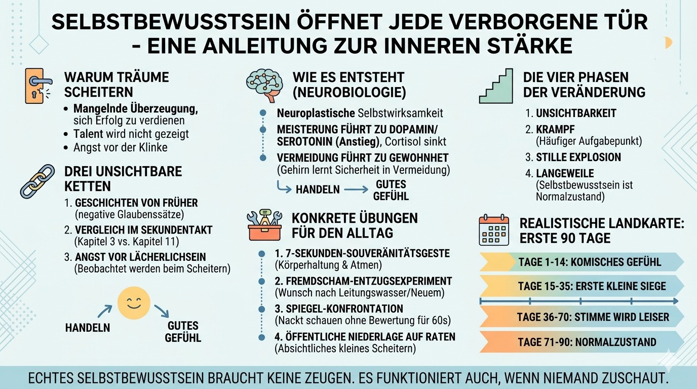 Infografik Selbstbewusstsein öffnet jede verborgene Tür