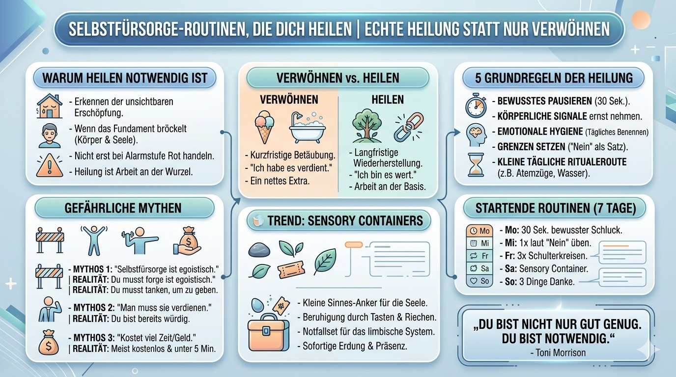Infografik Selbstfürsorge Routinen, die dich heilen