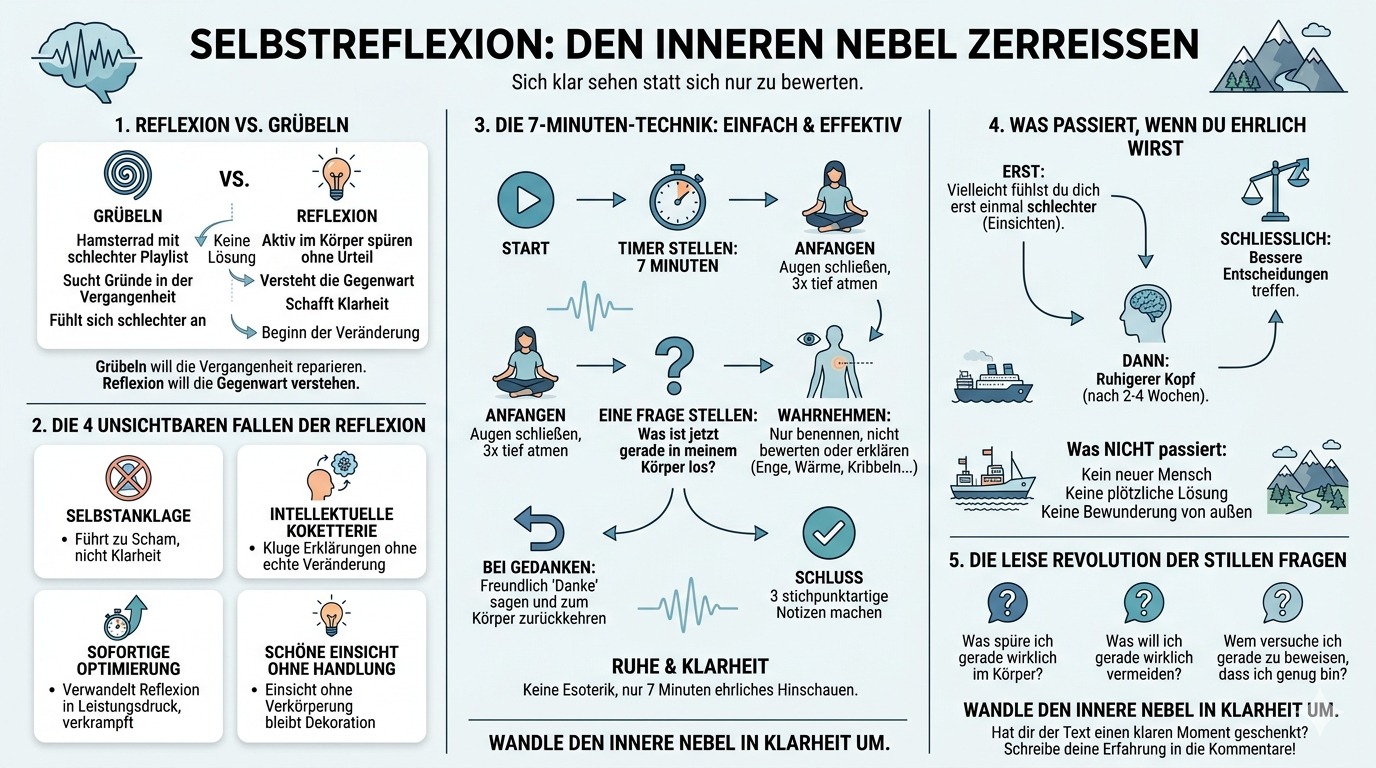 Infografik Selbstreflexion zerreißt den inneren Nebel