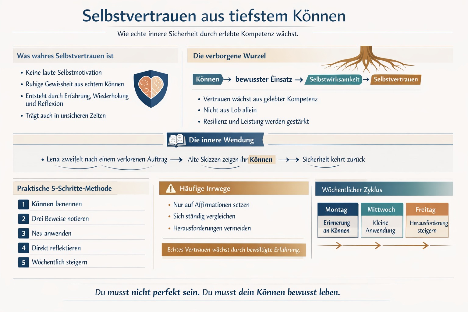 Infografik Selbstvertrauen aus tiefstem Können entfalten