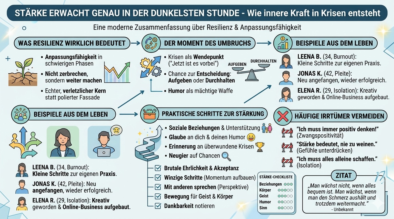 Infografik Stärke erwacht genau in der dunkelsten Stunde