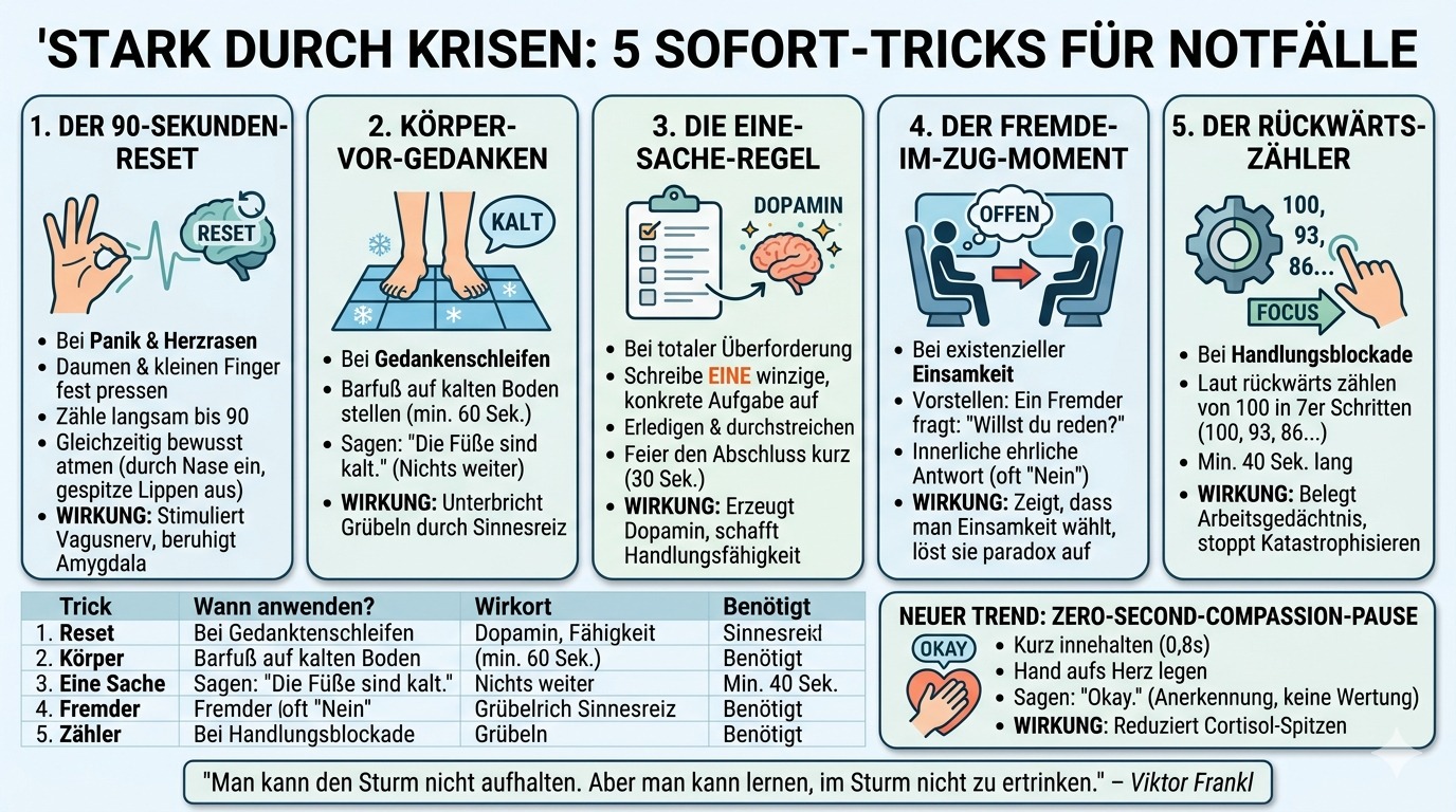 Infografik Stark durch Krisen – 5 Notfall Tricks